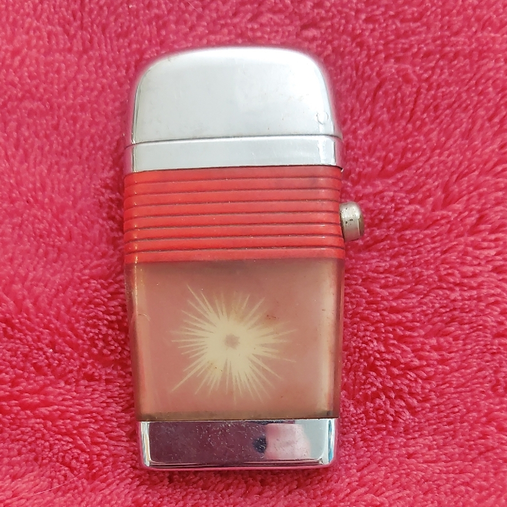 Vintage Scripto Vu Red and Silver Lighter